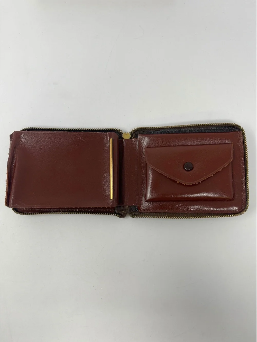 Vintage Pilgrim Amity Brown Leather Zip Wallet & Key Case Set Diamond Quilted